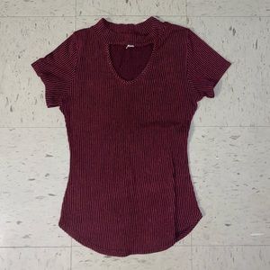 Ribbed Top with Chest Cut-out